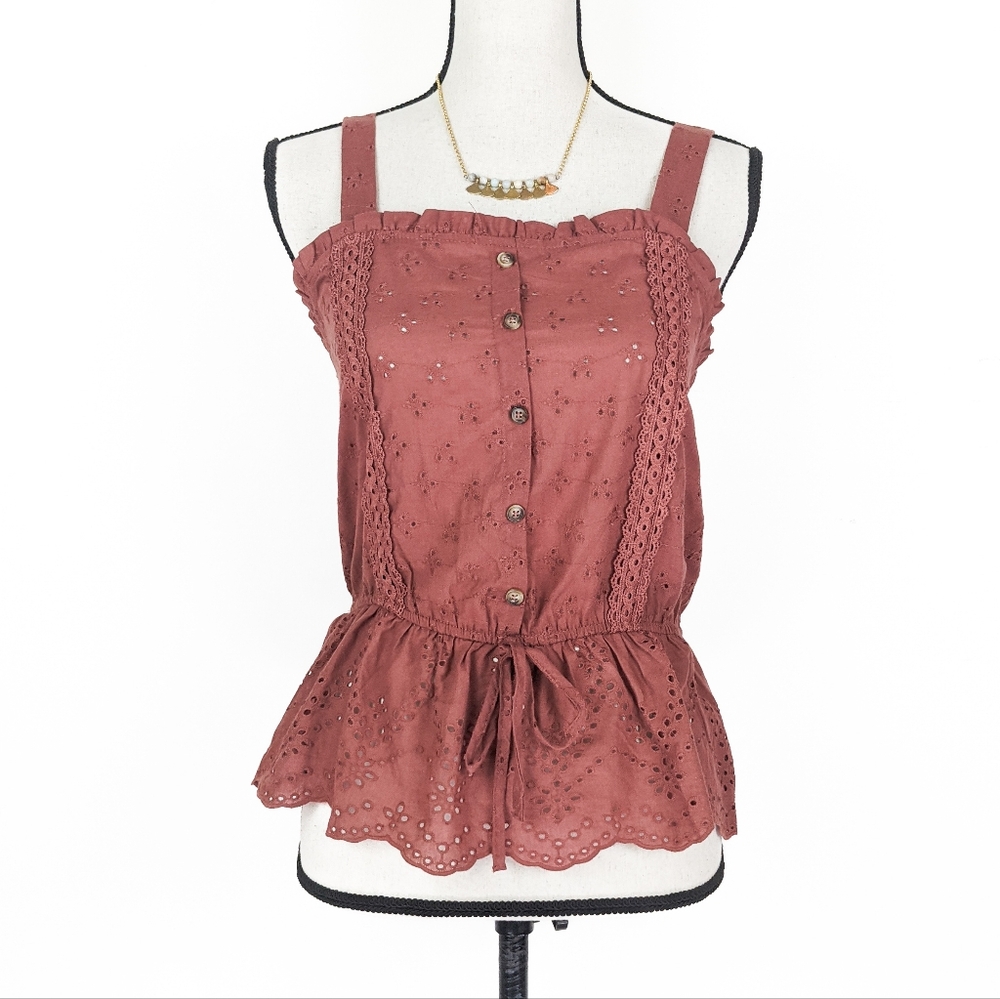 🦋LAST🦋 NWT Mine Eyelet Lace Tank Top, Terracotta, Size Large
